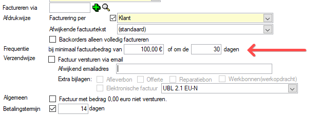 dgebv's tweet photo. Tip! 🚀Wilt u voorkomen dat u wekelijks kleine bedragen aan uw klanten factureert, maak dan gebruik van "facturatie frequentie": https://t.co/fH31sn1877 https://t.co/42UHYZ4UG8