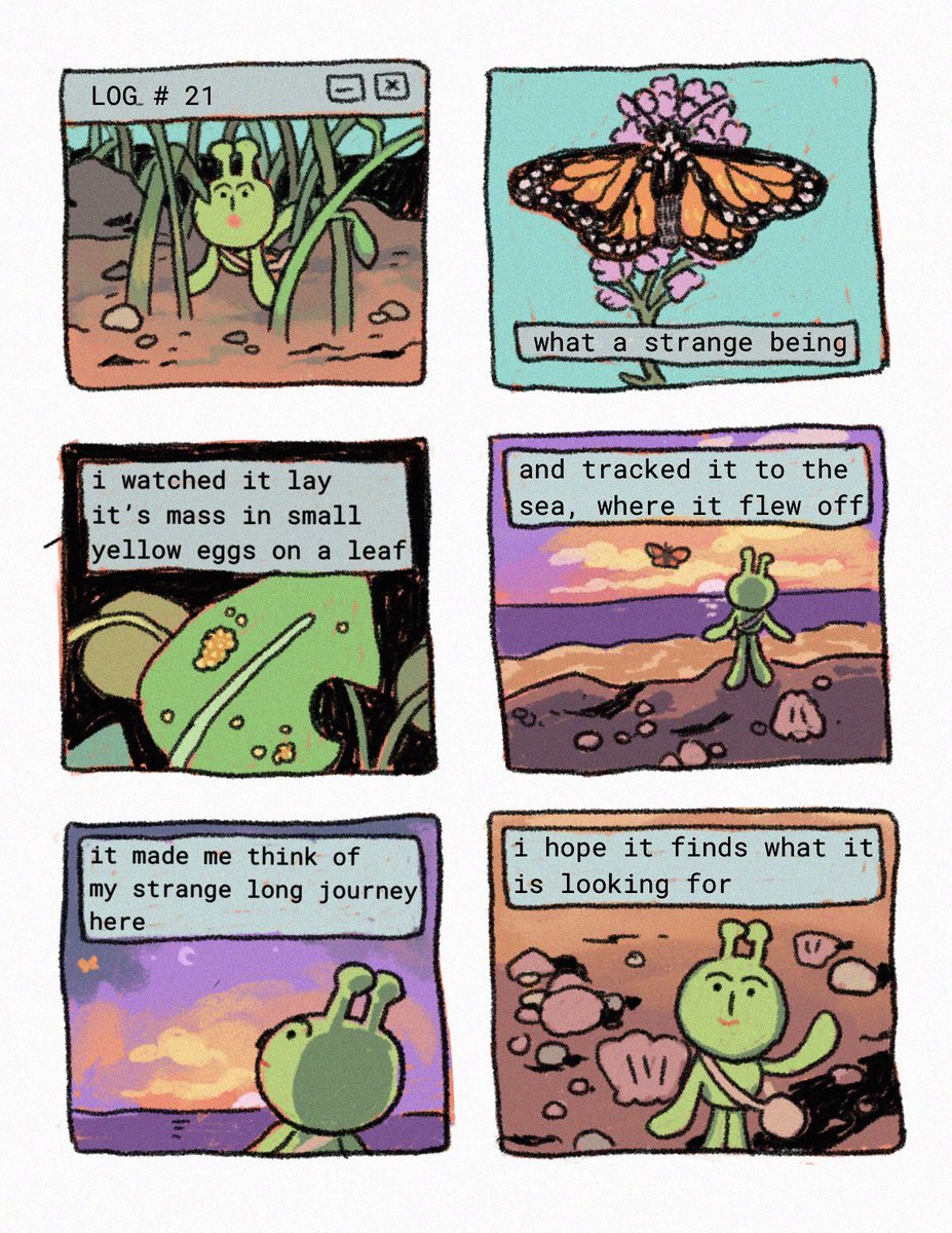 snailpaw's tweet photo. a scrapped concept of an anthology of comics about a tiny alien biologist and their findings about planet earth https://t.co/7sVZkBEbIO