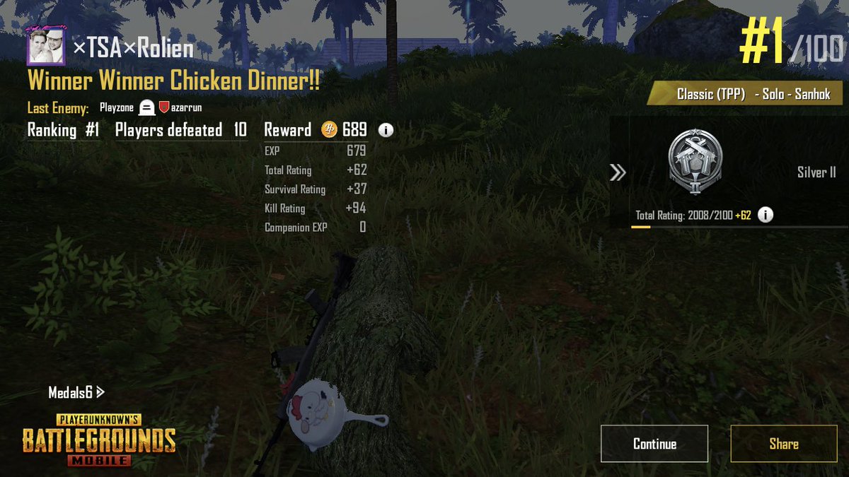 RolienQ's tweet photo. Last night game...#WinnerWinnerChickenDinner #PUBG https://t.co/Zhu2L9RYIR
