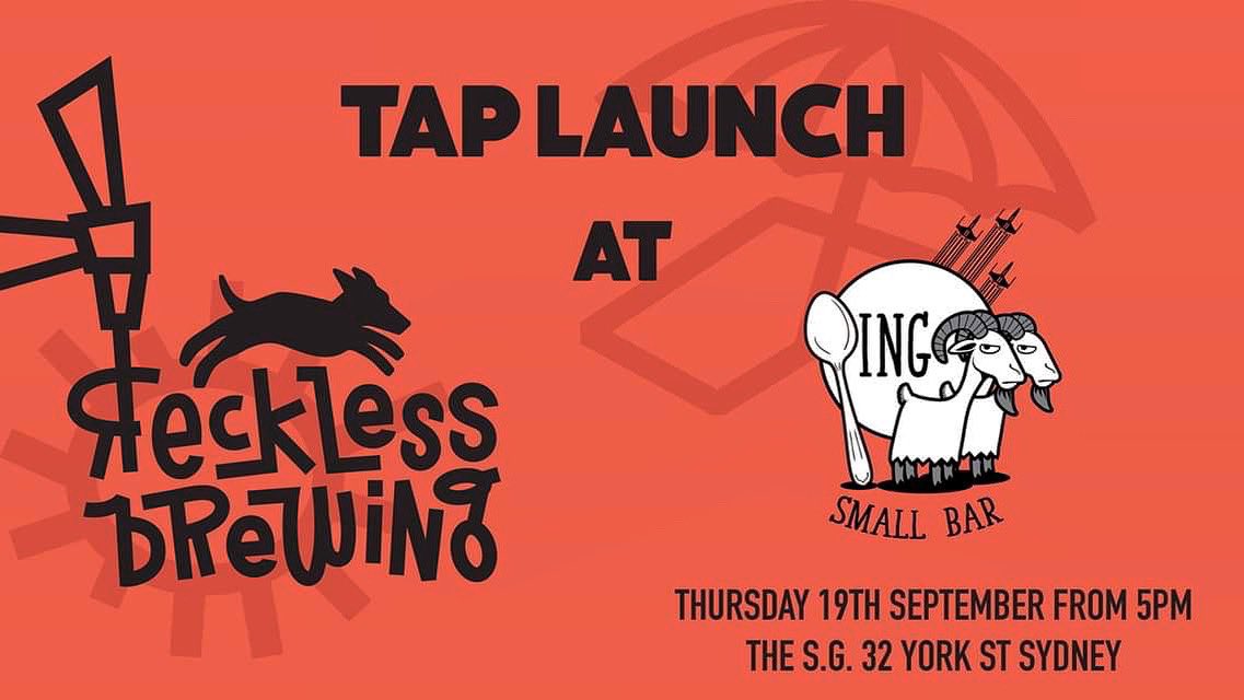 Reckless Brewing Co. are launching their Pale Ale on Tap!

Get down to The SG Thursday the 19th September from 5pm and join in the party! The Reckless Brew Crew will be there with merch, prizes, comps, and bar shouts!

See you there!