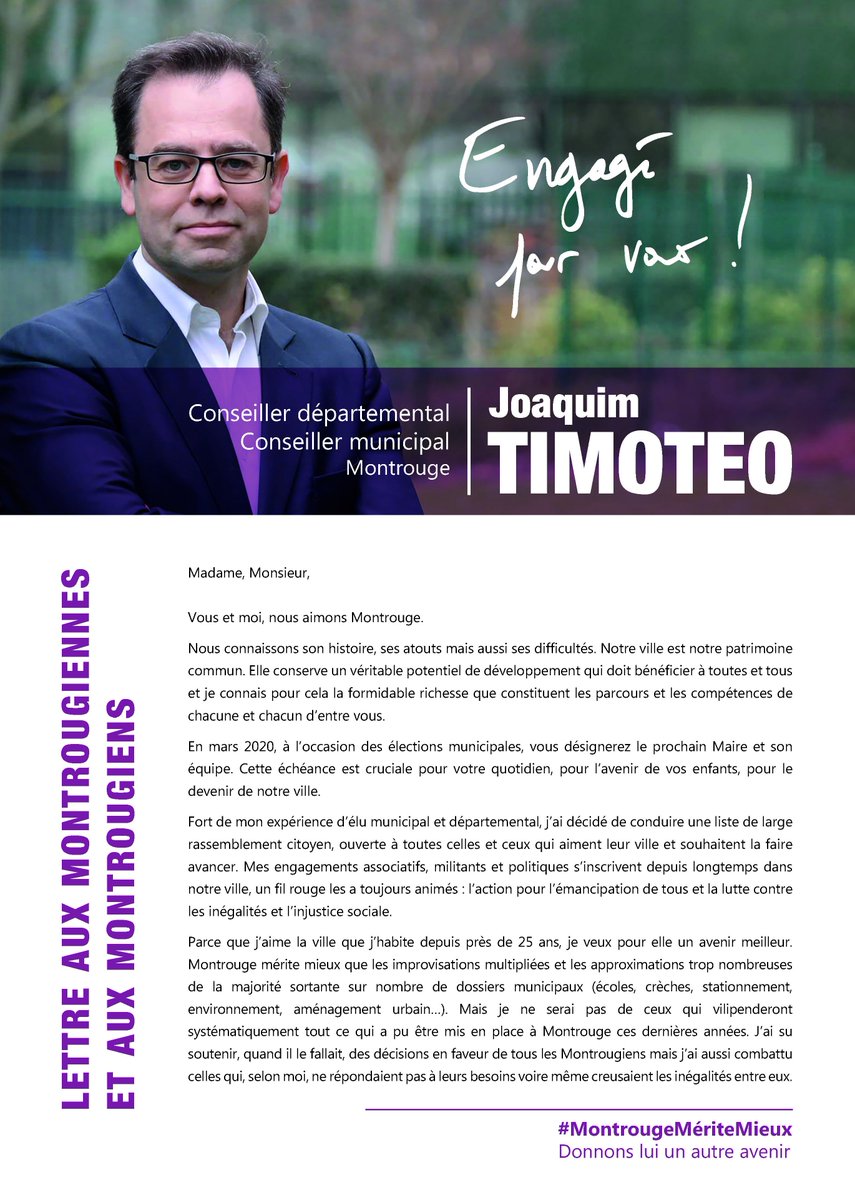 joaquimtimoteo's tweet image. #MontrougeMeriteMieux
Ma lettre aux Montrougiennes et aux Montrougiens.
Donnons un autre avenir à Montrouge