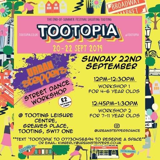 Thanks @UrbanSteppers for adding your #Tootopia Street Dance Workshops at @tootinglc to our #Tooting events page! bit.ly/tdpwhatson