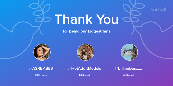 Our biggest fans this week: ASRBABES, HotAdultModels, brillbabesxxx. Thank you! via https://t.co/Lnrg9rGJvt