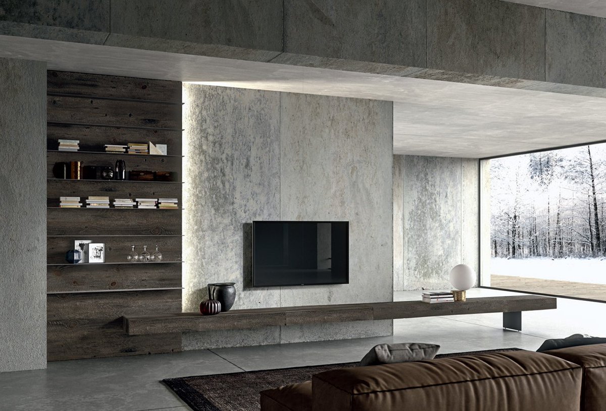 MODULNOVA's tweet photo. Old, reclaimed #wood with natural iron shelves, a #boiserie of times gone by. Standing against a concrete wall, the primitive state of the material is exalted without compromise.
#designliving #madeinitaly #designinspiration #modulnova https://t.co/fzNkefpxlx