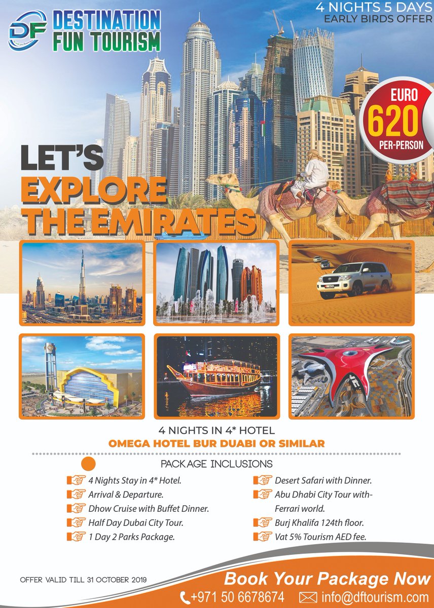 DestinationFun2's tweet photo. Hi Schengen's
#Lets_Visit_Dubai
#UAE_Trip_2k19
#Destination #Fun #Tourism
+971 56 5002941
+971 56 5002939
+971 50 6678674
info@dftourism.com
https://t.co/qDoleSqPjT https://t.co/LhZA2KJeS0