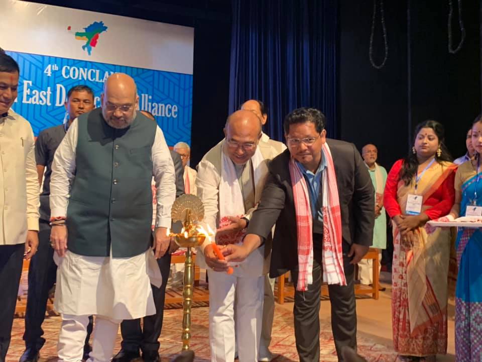 NPPIndia_'s tweet photo. Our party delegation led by Hon. National President &amp; Chief Minister Conrad K. Sangma attended the 4th Conclave of the North East Democratic Alliance. Also present were Hon. Home Minister Amit Shah, Chief Ministers of all 8 North Eastern States as well as MPs &amp; leaders of NEDA https://t.co/fuOlpmq57j