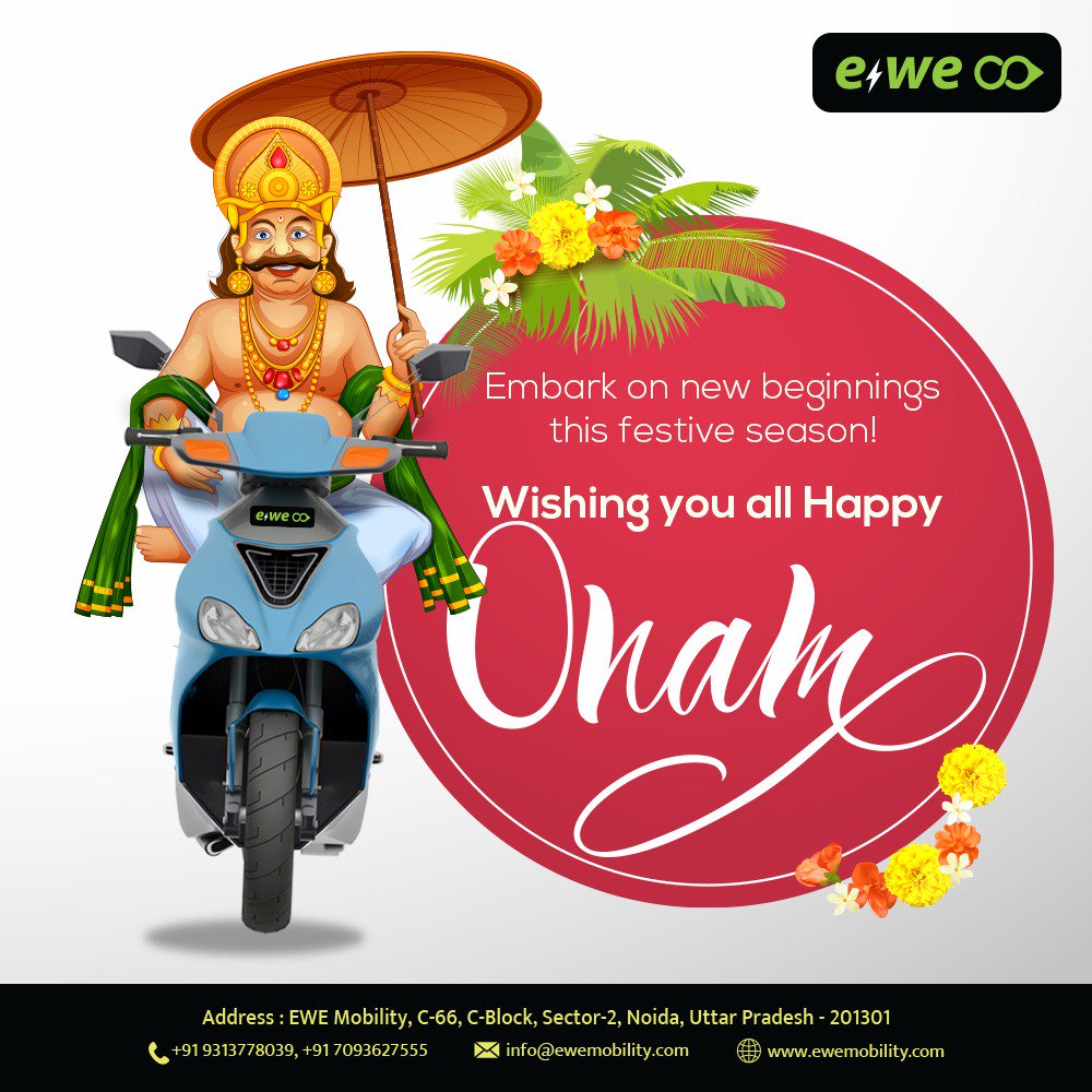 EweMobility's tweet photo. Ride the wave of festive celebrations in eco-friendly style with E-WE electric bikes. Wishing everyone a Happy &amp; Prosperous Onam!

#Onam #HappyOnam #EWE #EWEmobility #EWEbikes #Ecofriendly #Celebrations #GoGreen #GoEWE https://t.co/69GBgDMhgx
