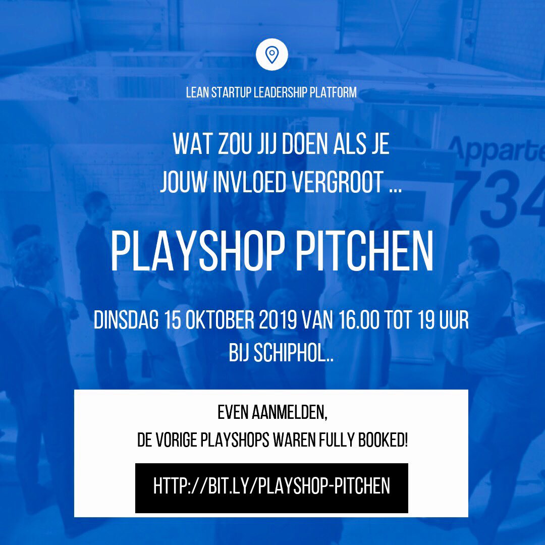 [Event] Playshop Pitchen met Keynote van Hassan Charaf, Head of Innovation, <a href="/Schiphol/">Amsterdam Airport Schiphol</a> Georganiseerd met <a href="/Vincent_Thamm/">Vincent Thamm</a> en <a href="/AGotzsch/">Annemieke Gotzsch</a> 

Aanmelden >>> bit.ly/Playshop-Pitch…