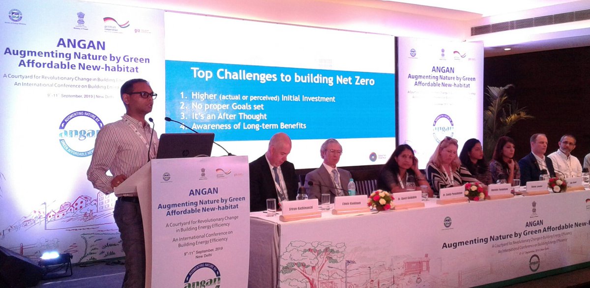 beeindiadigital's tweet photo. Mr. Sriram Kuchimanchi:
"One of the top challenges to build a net zero building is to overcome the myth that it involves higher initial investment"
#ANGAN2019 #BEE #GIZ #internationalconference #energyefficiency #EfficientEnergyForEfficientTomorrow #netzeroenergybuildings https://t.co/BBqk0p9p5P