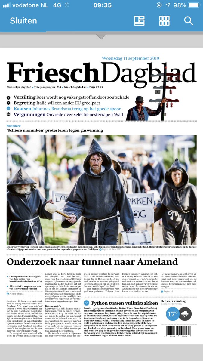 atsmajoop's tweet photo. Friesch Dagblad van vandaag: Ondezoek naar tunnel Ameland https://t.co/F4sZn4jNx1