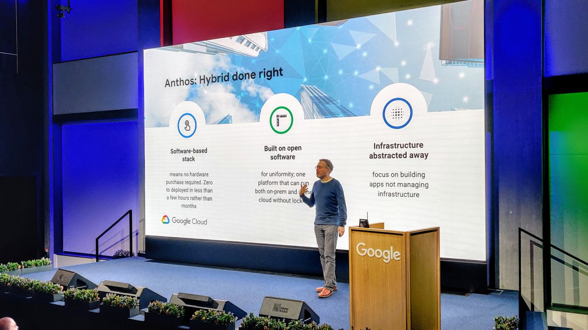 UrsBolt's tweet photo. #Anthos hybrid and #cloud-native applications.
@UHoelzle, @Google, explains the @GoogleCloud strategy at #AnthosDay at @Google_CH in #Zurich today.
@GCPcloud #GrueziGoogle #Switzerland #CloudComputing https://t.co/HK2bt0tRd8