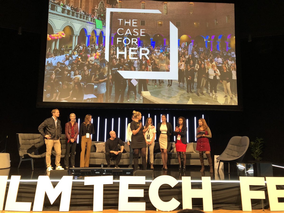 MarieSundstrom's tweet photo. The winners of Europe’s biggest hackathon for women celebrated on stage at #sthlmtechfest. Talk to team @thecaseforher about their winning solution Lucy! #sthlmtechweek #awomansplace #unshame https://t.co/LTuH2Y0xtT