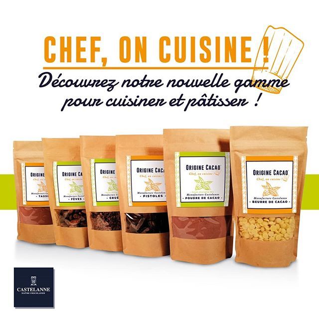 castelannechoco's tweet photo. Pour les amoureux du chocolat et de la pâtisserie on découvre La gamme "Chef on Cuisine" bean to bar de la fèves bio aux pistoles en passant par le grué de cacao tout pour le plaisir des papilles disponible dans nos magasins, chez nos partenaires et sur … https://t.co/ubcI6l9eL9 https://t.co/nAZQUnc3Ri