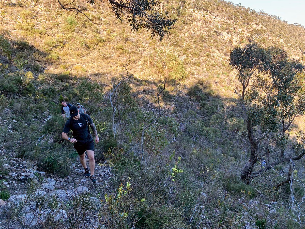 Chris_George7's tweet photo. Day 2 of RC 02/19. #1stBrigade #soldiers on the culminating activity of the 3-peak hike through the #Adelaide hills. 20km of false peaks and valleys demonstrates perseverance and mental #resilience @HQ_1Bde @7th_RAR @1_Armd_Regt @1CSSBAusArmy https://t.co/SOlrkdJxH8