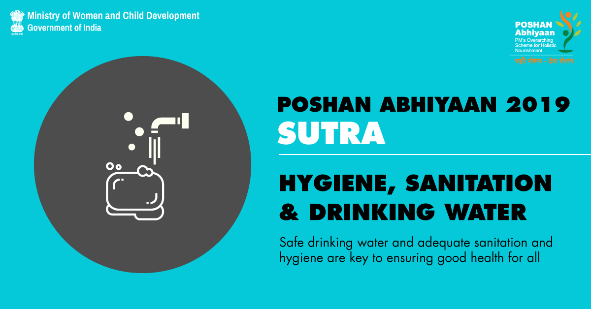 MinistryWCD's tweet photo. Wondering how to maintain good health and a sane mind?

Easy …!

Abide by the #POSHAN Sutras…

✅  Hygiene
✅ Sanitation
✅ Safe drinking water

#PoshanMaah2019 #POSHANAbhiyaan #SahiPoshanDeshRoshan #NewIndia #SankalpSeSiddhi https://t.co/Uk5qbuJ7vm