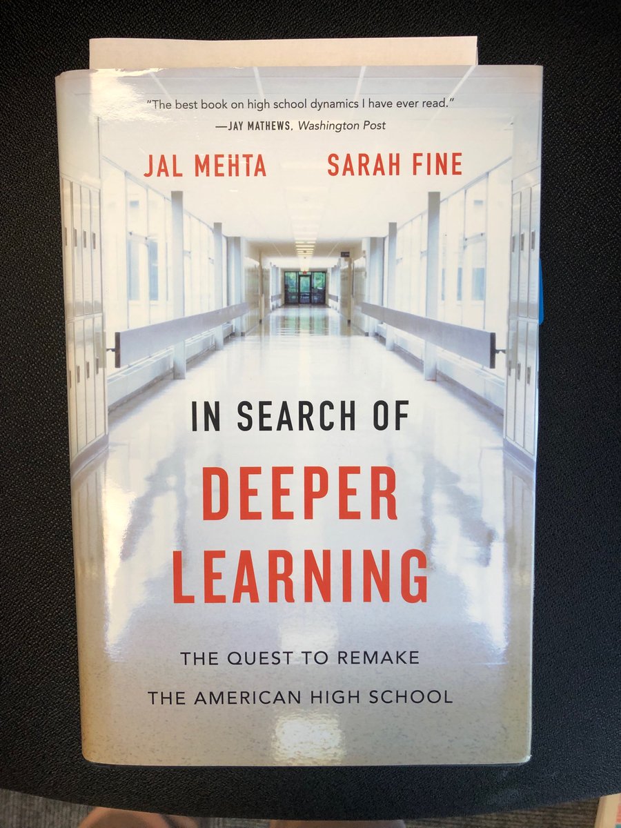 This is a very thought provoking book! I highly recommend! ⁦<a href="/jal_mehta/">Jal Mehta</a> ⁦@sarahmfine⁩ #deeperlearning #foreverystudent