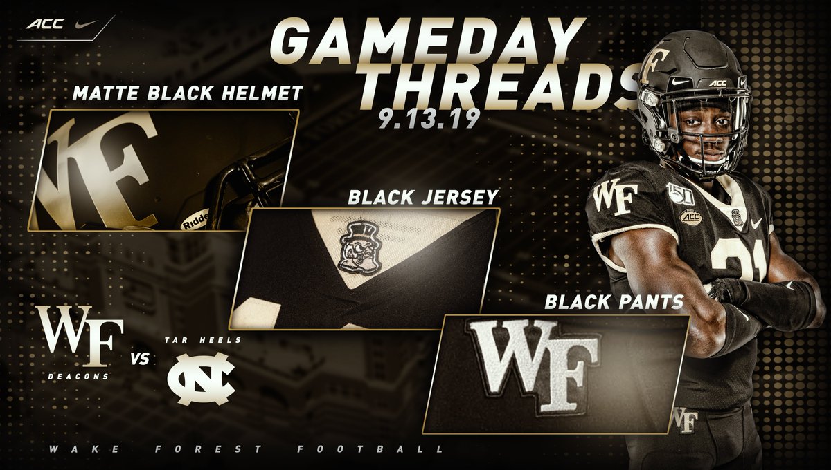 WakeFB's tweet image. Gameday Uniforms vs UNC 

⚫️🔥⚫️🔥⚫️

#WearBlack