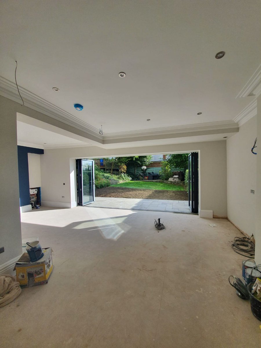 GmrConstruction's tweet photo. New bi-folding doors installed on a full house refurbishment project we are nearing completion on. These look great, they have opened up the back of the house nicely, massive transformation when you look at the existing images. https://t.co/yvLKhw4qIp