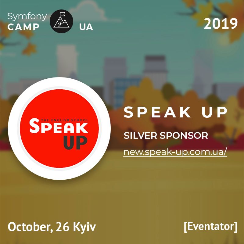 symfonycampua's tweet image. 2019.symfonycamp.org.ua
We thank Speak Up, which has been a silver sponsor for supporting the Symfony Camp UA 2019 conference!
new.speak-up.com.ua
#symfonycampua #sfcampua
