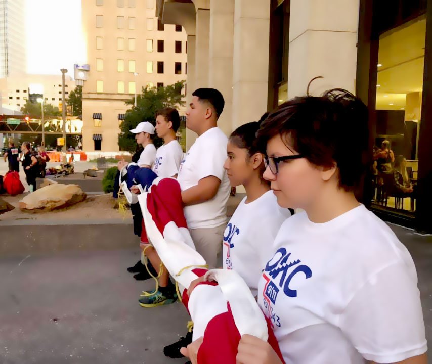 MetroTechOKC's tweet photo. Last weekend, 343 firefighters and 61 law enforcement officers climbed 110 floors to honor those fallen during 9/11 and commit to the promise of #NeverForget.
❤️ We will never forget! ❤️
📸 :Metro Tech's #FirefighterServices students assisting with raising the flag. https://t.co/gIhUQqaPVV