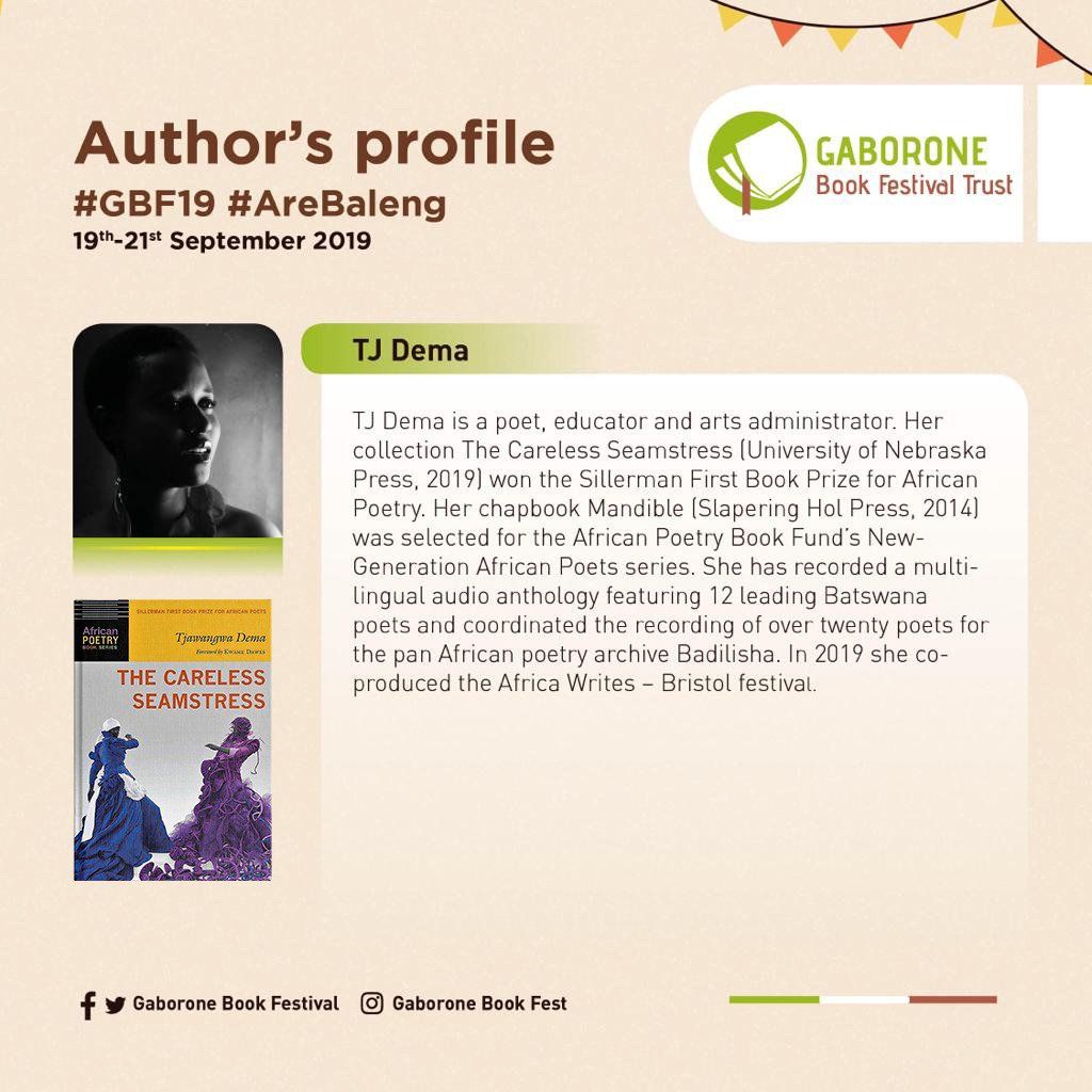 Sebilo_Books's tweet photo. #GBF19 #AuthorSpotlight
"A body of work that examines the nature of power and resistance, The Careless Seamstress shows both startling clarity of purpose and capaciousness of theme." #LocalBookPick #BotswanaBooks #TheCarelessSeamstress https://t.co/pF5sZNCbOR