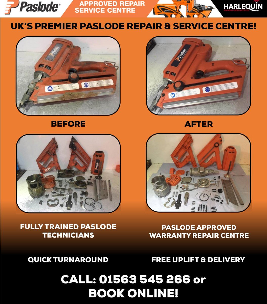We are a dedicated @Paslode_UK warranty repair &amp; service centre.
Our fully trained technicians will service and repair your gun and send it back firing like new in 1-2 days.
Don’t just take our word check out customer reviews and book at: bit.ly/PaslodeService #uk #service