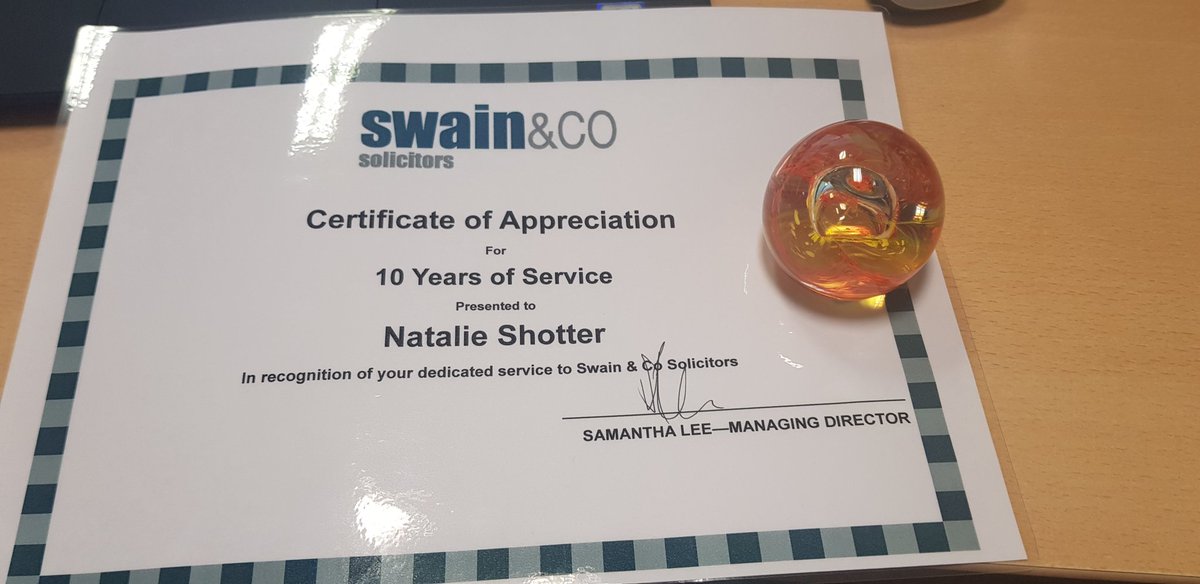 10 years at Swain & Co. I am extremely grateful for the opportunities they have given me and all their support throughout my career. #Swain&Co #prisonlaw #dedication