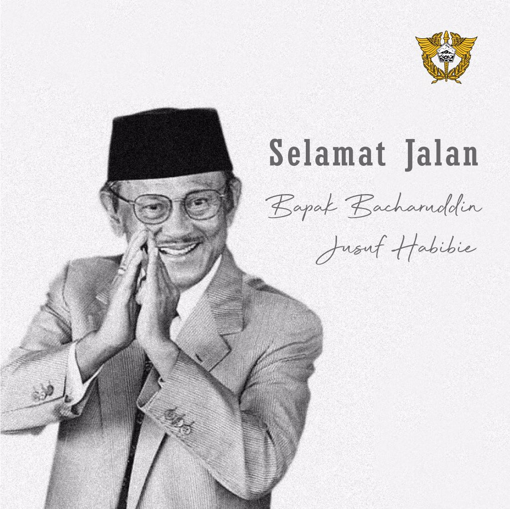 Keluarga Besar Direktorat Jenderal Bea dan Cukai turut berduka cita atas berpulangnya Presiden ke-3 Republik Indonesia Bapak Bacharuddin Jusuf Habibie⁣⁣
⁣⁣
Selamat jalan Bapak, amal bakti dan semangatmu untuk negeri ini akan selalu menginspirasi kami⁣⁣