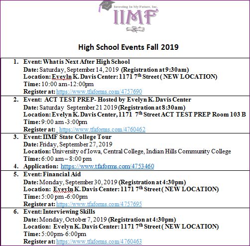 IIMF has a number of upcoming workshops for the September and October.  Please register using the links!