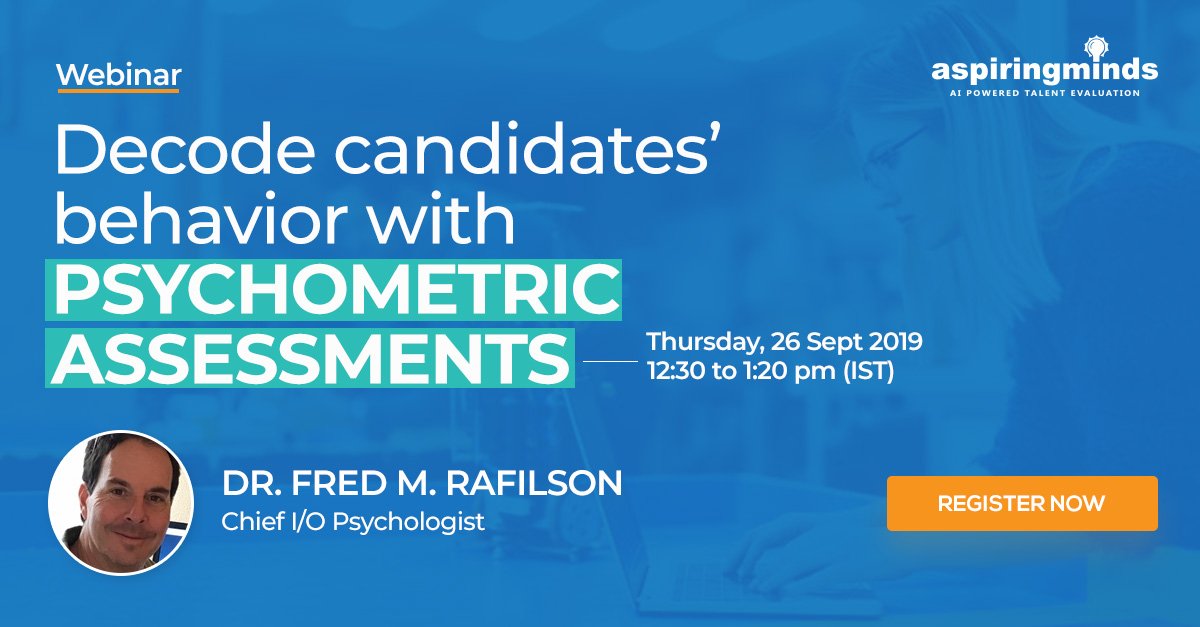 Our chief I/O psychologist Dr. Fred Rafinson, with more than three decades of experience in consulting companies in the field of behavioral assessments would be conducting a webinar this month. Click here to register: bit.ly/2lKvCya