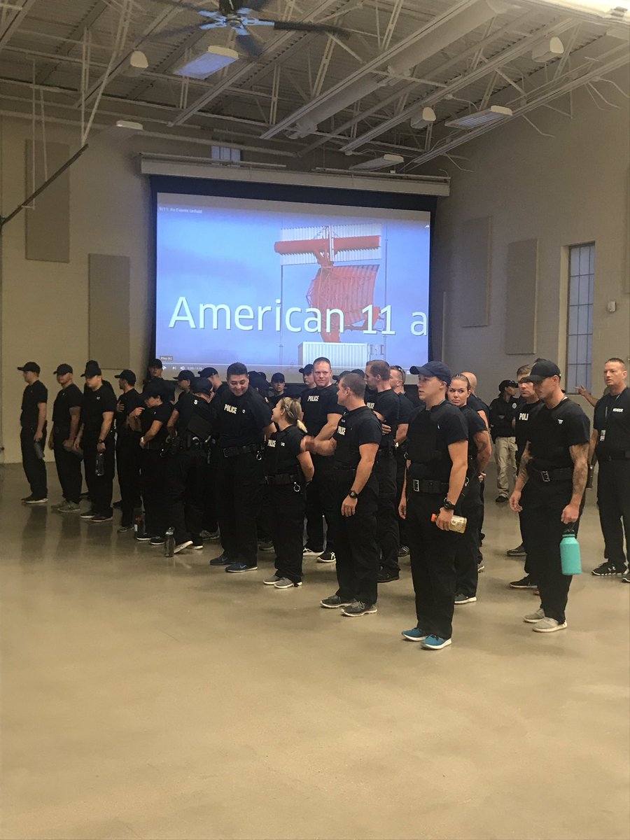 Code4Metz's tweet image. On this fateful 9/11 anniversary @AuroraPD @AuroraFireDpt came together to honor fallen 1st Responders who ran in as others ran out. Our message, “train for the day, because it will come”. Picture is 1st Responders running stairs at academy in memory so that we #NeverForget