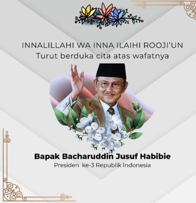 TotalAlmeera's tweet photo. Keluarga besar Total Almeera turut berdukacita atas berpulangnya Bp. BJ. Habibie. Semoga amal ibadahnya diterima &amp; dosa2nya diampuni. Terimakasih atas jasa-jasamu untuk Indonesia pak... https://t.co/41WPqa0kre