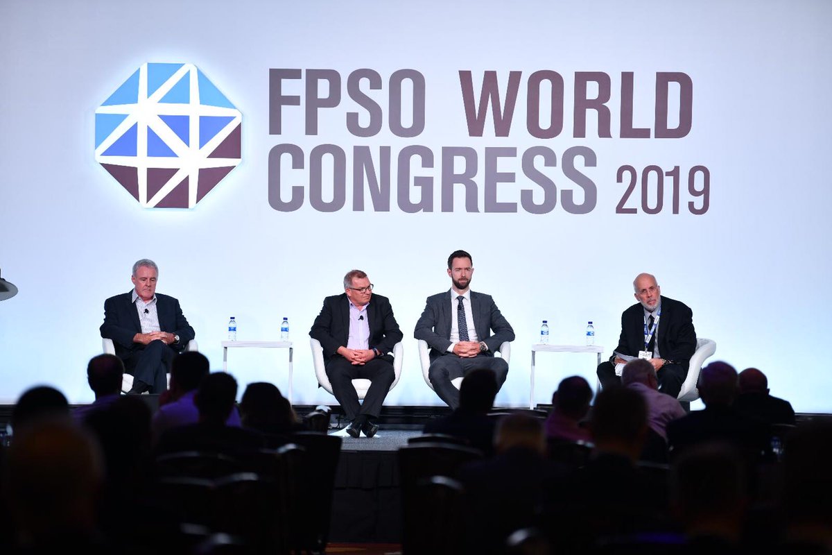 Closing Panel of the FPSO World Congress 2019: FPSO Opportunities in Offshore E&amp;P. Moderated by @NewAgeLtd's David Hartell, featuring @RystadEnergy's Jon Fredrik Müller, Carnarvon Petroleum's Philip Huizenga and Twinza Oil's Robert Mountjoy. #FPSOWorldCongress https://t.co/eTi97n4iXy