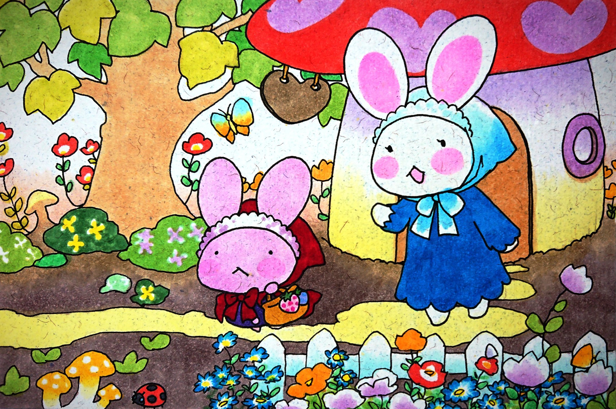 しょりんうさぎちゃんとくまさんのデート、コスモス、秋アレンジ❣️ピンク❁⃘* 🐰🥨 当分うさぎさんをお迎えする予定はありませんでしたが