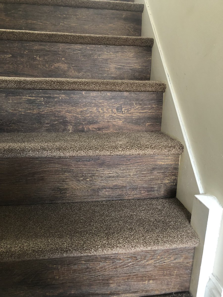 Repair for care home, new carpet fitted to treads and <a href="/Polyflorltd/">Polyflor</a> LVT fitted to risers to try and stop “toe &amp; heeling” at the property. #carpet #vinyl #lvt #carehome #Residential #contract #flooring