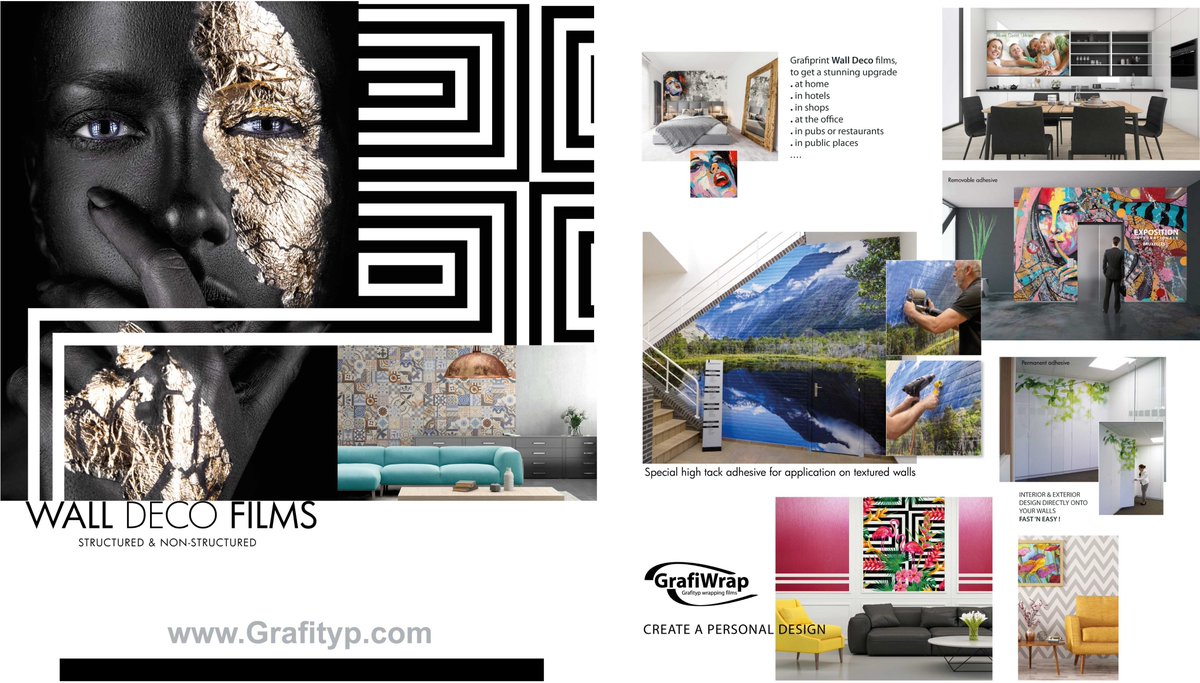 Grafityp_BE's tweet photo. Grafiprint WALL DECO films can be applied directly onto painted or plastered walls, some of them even on brick or concrete walls, indoors as well as outdoors.
For more: https://t.co/WKRurRjiGQ
#Grafityp #Grafiprint #Walldeco https://t.co/6NTu8q1KWm