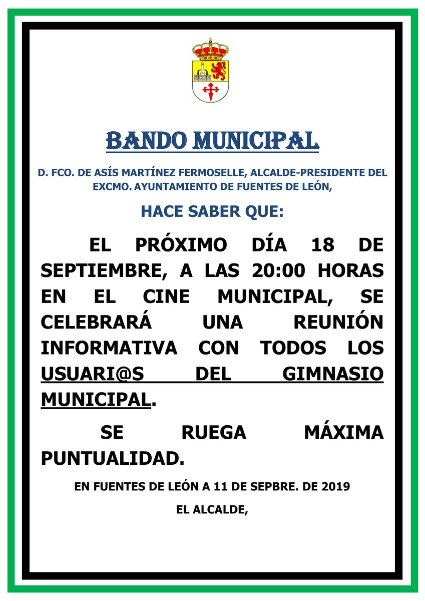 Ayto Fuentes de León (@aytofuentesleon) on Twitter photo 