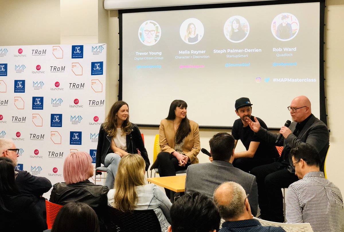 MAPUniMelb's tweet photo. Our Masterclass panel nailed it tonight. Big, big thanks to the wonderful @trevoryoung @JournoStef @robyward and Melia Rayner. Keep an eye on https://t.co/Rwjt4CmlyO for our next Masterclasses coming up! #MAPMasterclass https://t.co/pEqWGONn0W