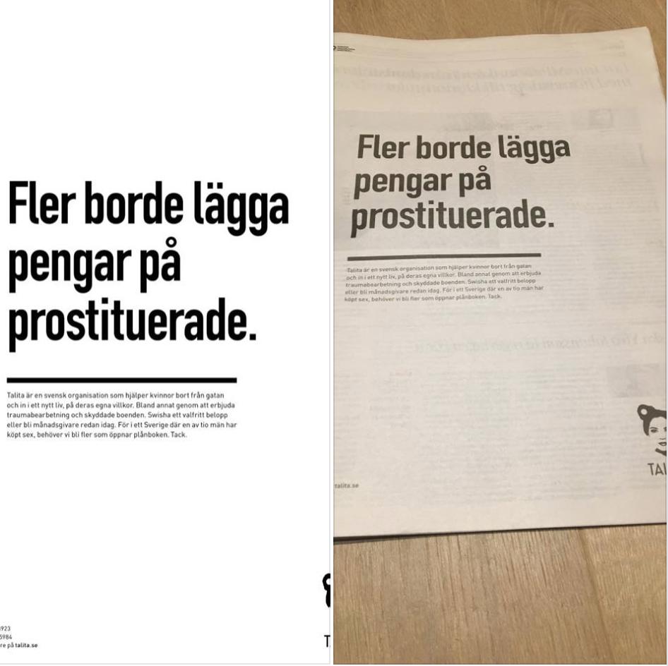 ”För i ett Sverige där en av tio män har köpt sex, behöver vi bli fler som öppnar plånboken.” @TalitaSverige @Akestam_Holst @dagensnyheter #RealityCheck