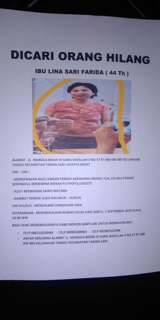 Hi Twitter! Bantu Retweet dan Share info ini, dengan begitu kalian telah membantu Ibu Ratna yang sedang mencari anaknya bernama Lina Sari Farida. Trims ya