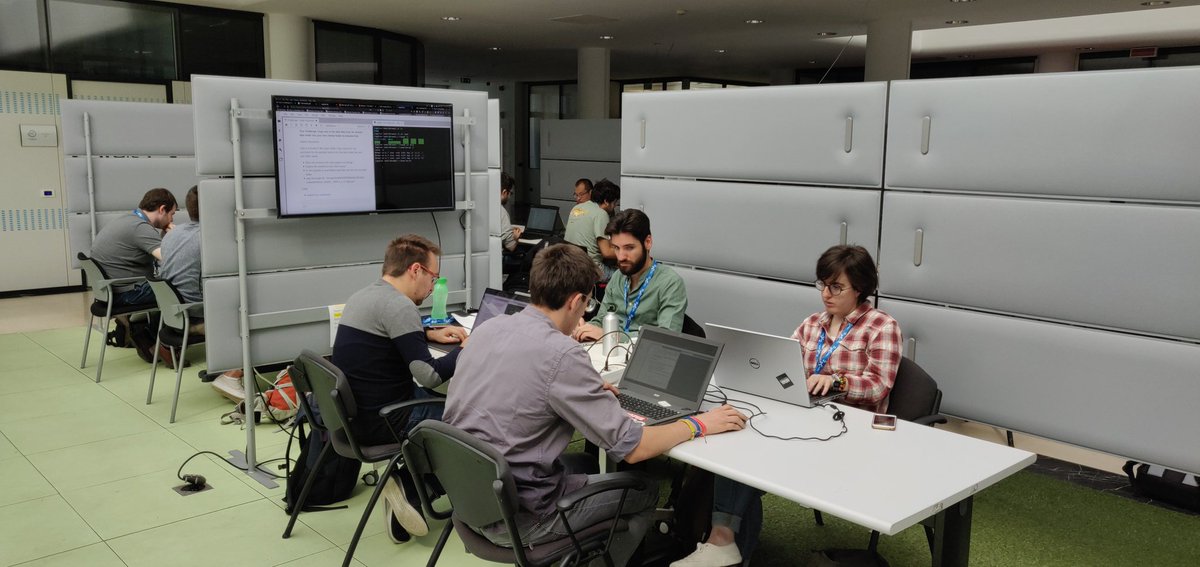lee_stott's tweet photo. CERN/LHCb Openhack at FBK with Students from CERN/LHCb FBK, Liverpool, Oxford, Bristol, EPFL, ETH, Liverpool, Trento and Cineca #rareeventhack https://t.co/fEgbbKZy5k