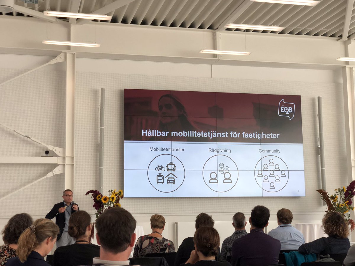 EC2B-tjänsten i Brf Viva presenteras idag på konferensen #movingpeople i Albertslund, Köpenhamn. Många nyfikna frågor om hur det fungerar och används av boende #enklarevardag #mobilityasaservice #mobilitymanagement #trivector