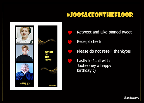 andwaey0's tweet photo. [Please help to RT, thankyou!!]

Giving out photostrips for Jooheon's birthday at #JoosaceOnTheFloor ❤ 

🐝 +82 Cafe
🐝 7-8 Oct
🐝 Look for me/us at the admin table 😆

Hope to see you!! 💛🍯

@monbebeESG #Jooheon #Joohoney #Monsta_X #MONSTAX #몬스타엑스 #주헌 https://t.co/NRItWadJyU