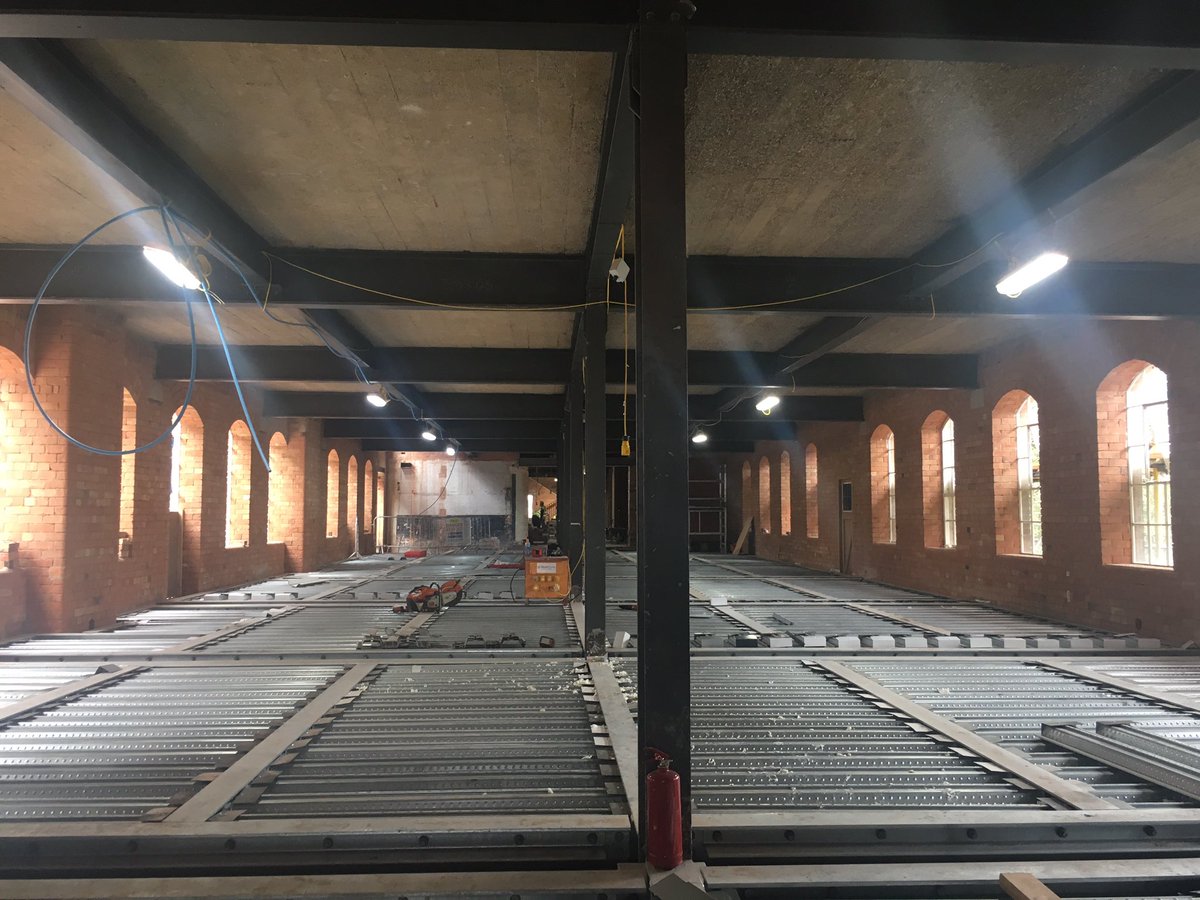 MuseumofMaking's tweet photo. Overnight the new floor slab has been laid in the Italian Mill of #DerbySilkMill #MakingTheMuseumOfMaking https://t.co/nQxRxmhW2i