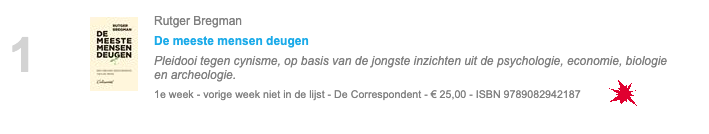 Milou Klein Lankhorst (@mkleinlankhorst) on Twitter photo Voor het eerst op nummer 1 in <a href="/DeBestseller60/">De Bestseller 60</a>! Met een enorm dik boek over de geschiedenis van de mens. Even overweldigd als dankbaar – de meeste mensen lezen!🌱 Voor het eerst op nummer 1 in <a href="/DeBestseller60/">De Bestseller 60</a>! Met een enorm dik boek over de geschiedenis van de mens. Even overweldigd als dankbaar – de meeste mensen lezen!🌱