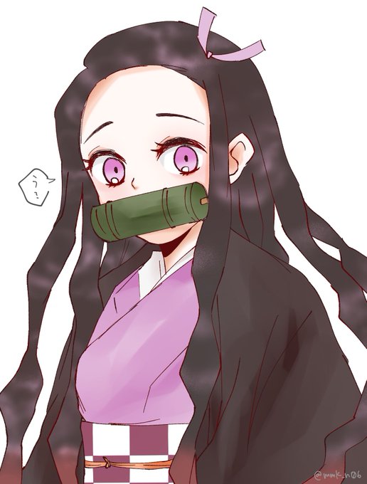ままこさんがTwitterに投稿した竈門禰豆子(鬼滅の刃)のイラスト。