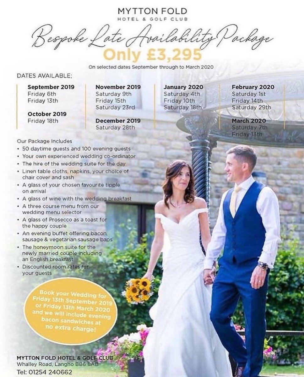 Amazing Wedding Offer! Be quick not to miss out on this one, call 01254 240662 to book a show around of our beautiful venue #weddingvenue #weddingoffers #lastminuteavailability #lateavailability #ribblevalleywedding #blackburnwedding #lancashirewedding #bookyourwedding