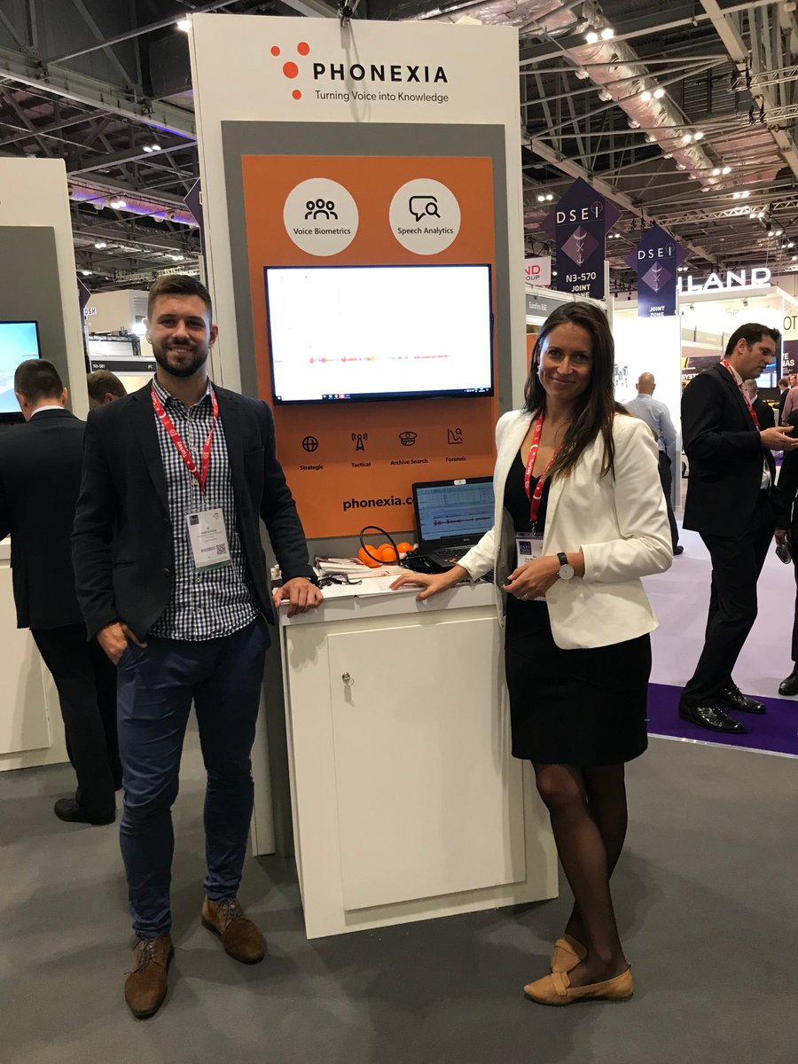 Phonexia's tweet photo. It was a great pleasure to present our #voicebiometrics technology to the @BBC crew yesterday during the first day of the @DSEI_event! What will the second day bring? We are ready for it at #phonexia pod IH 21! #speechrecognition #DSEI https://t.co/nqzu4CAxyy