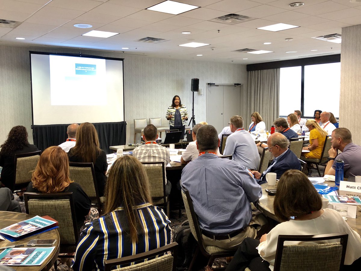 chadnico's tweet photo. .@EmilyHolthaus1 pushes the #DVP #Conference group on connection between #RepresentationalDiversity,  #Organizational &amp; #Community relevance!! @GlobalYMCA @DavidByrdYMCA #TheseAreOurFutureCEOs #Diversity #Equity #Inclusion #YForAll #CenterOfCommunity https://t.co/8EjSuDg7hG