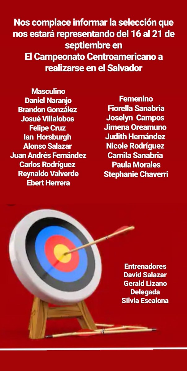 Selección Nacional de Tiro con Arco viajará al campeonato centroamericano en El Salvador